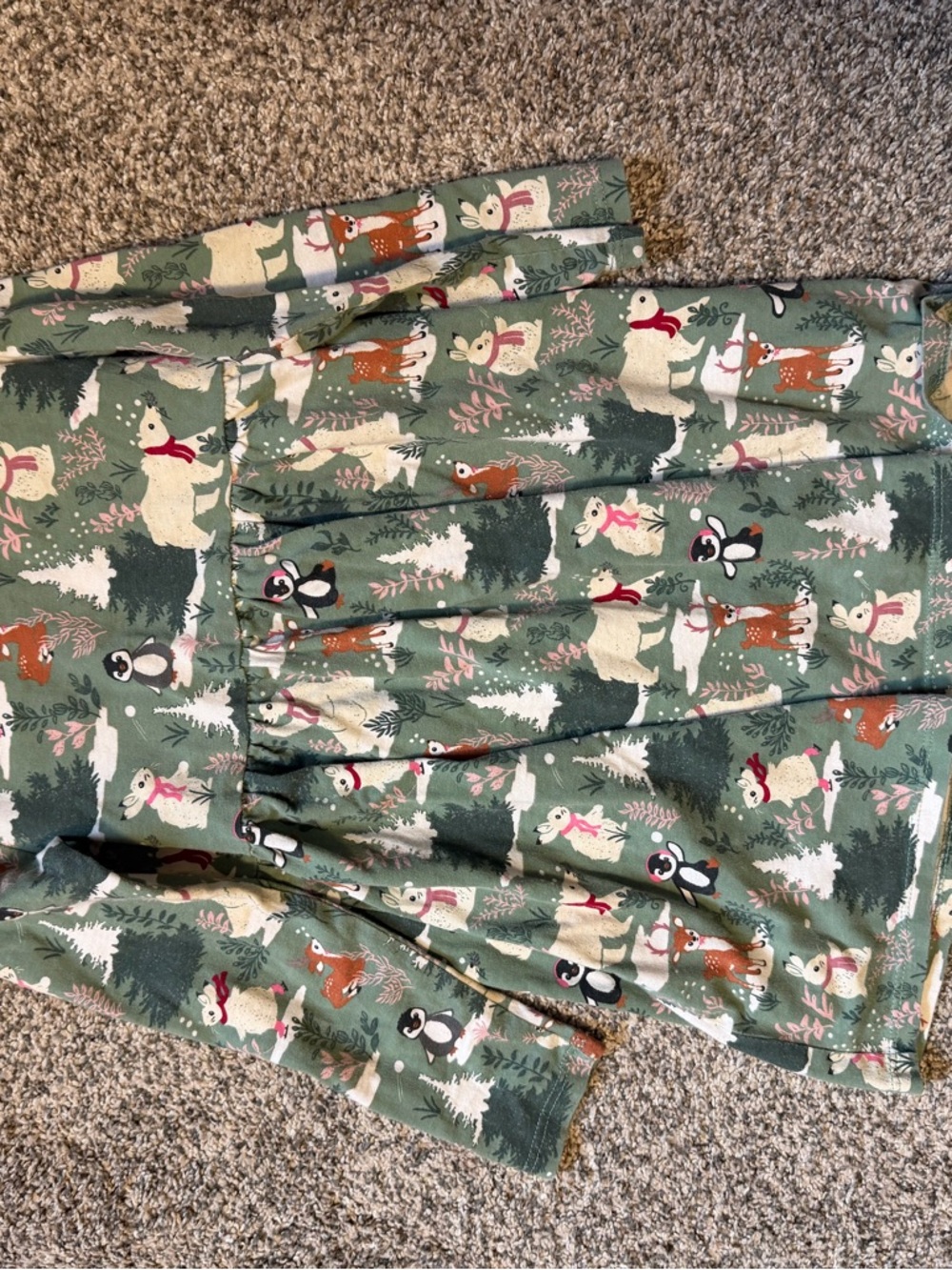 Kids Green winter animal theme dress